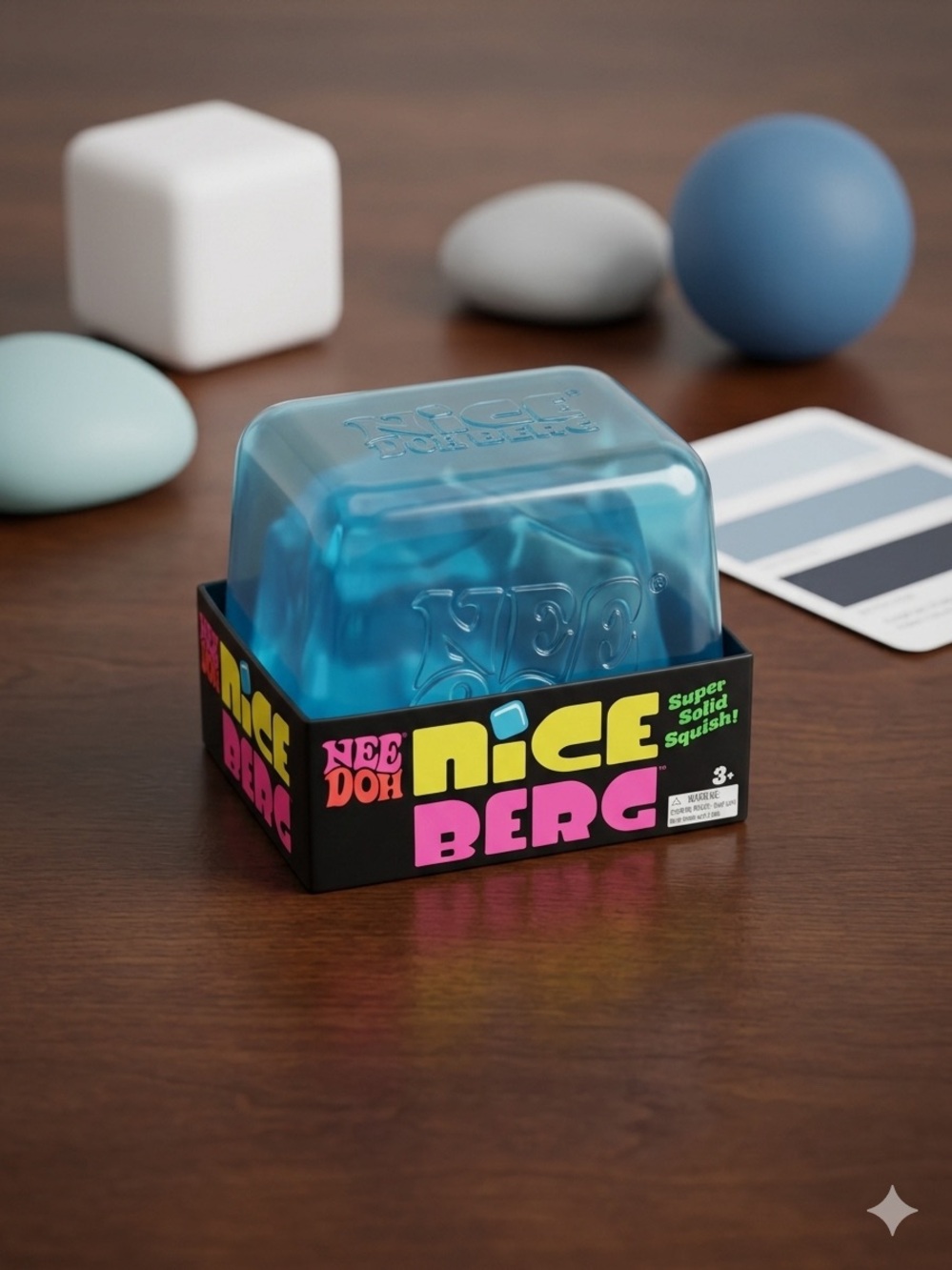 NeeDoh Nice Berg Giant Squishy Toy | Super Solid Ice Cube Stress Ball Blue NEW